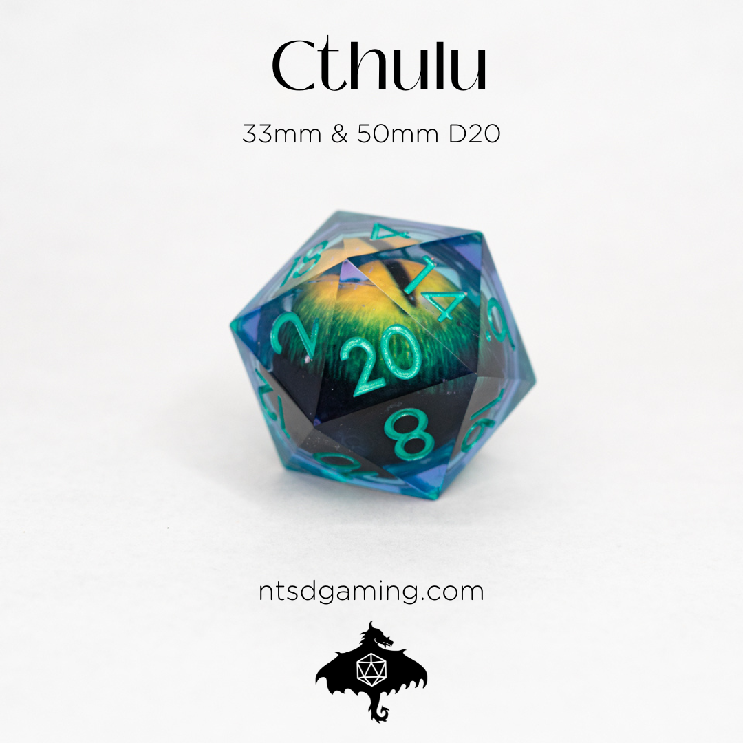 Cthulu | Floating Eye Inclusion | 33MM Sharp Edge D20