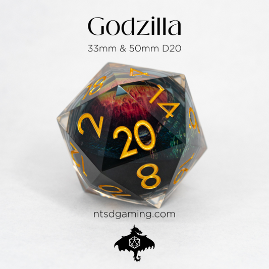 Godzilla | Floating Eye Inclusion | 50MM Sharp Edge D20