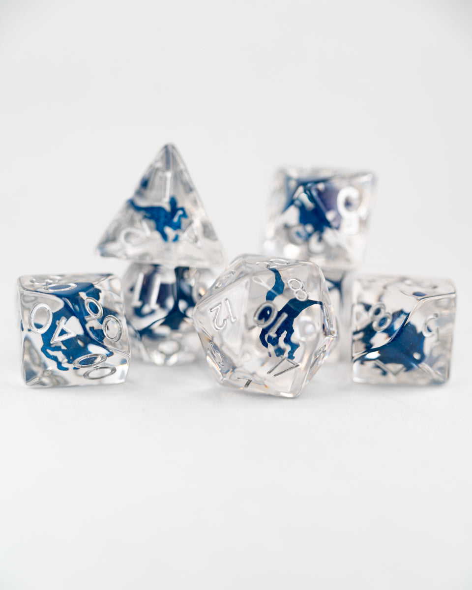 Thestral | Winged Horse | 7 Piece Acrylic Inclusion Dice Set