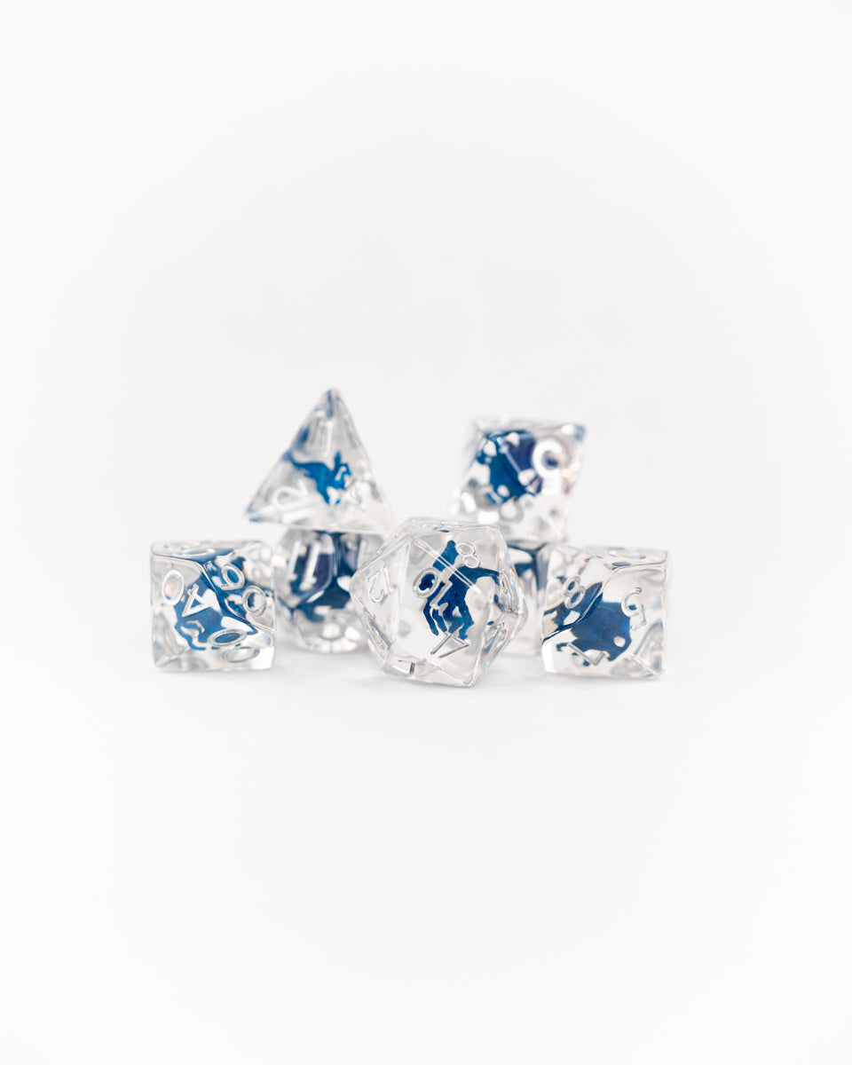 Thestral | Winged Horse | 7 Piece Acrylic Inclusion Dice Set