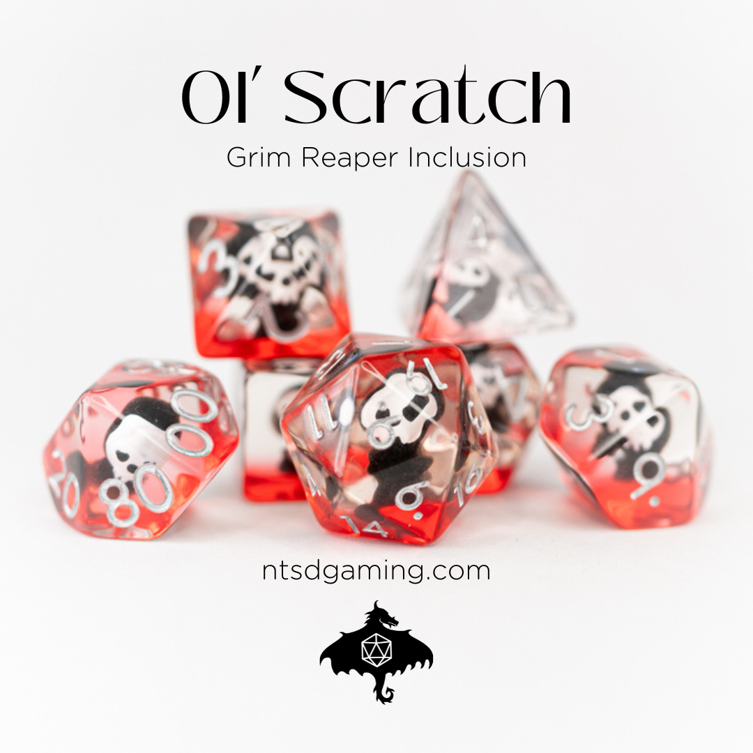 Ol' Scratch | Grim Reaper | 7 Piece Acrylic Inclusion Dice Set