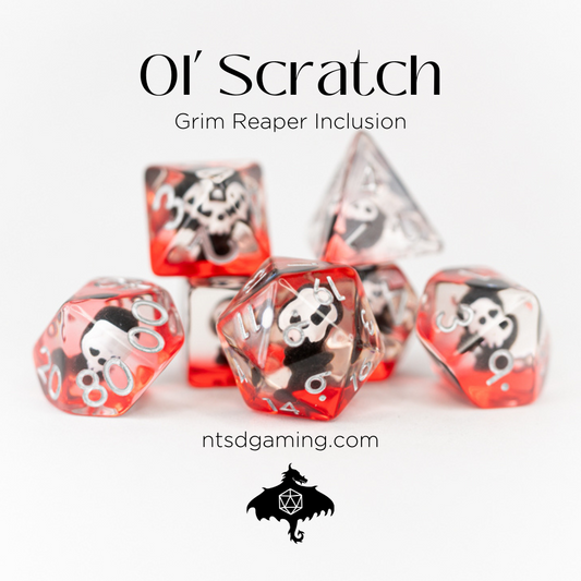 Ol' Scratch | Grim Reaper | 7 Piece Acrylic Inclusion Dice Set