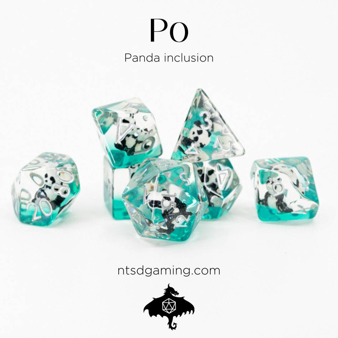 Po | Panda | 7 Piece Acrylic Inclusion Dice Set