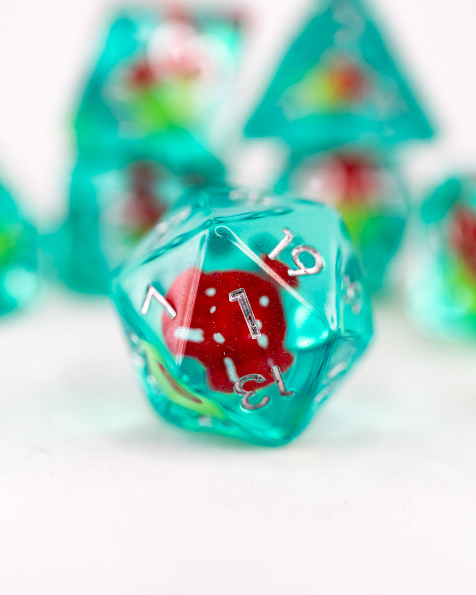 Shroom and Gloom | Toadstool | 7 Piece Acrylic Inclusion Dice Set