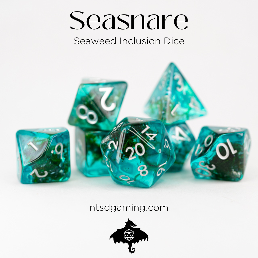 Seasnare | Seaweed | 7 Piece Acrylic Inclusion Dice Set