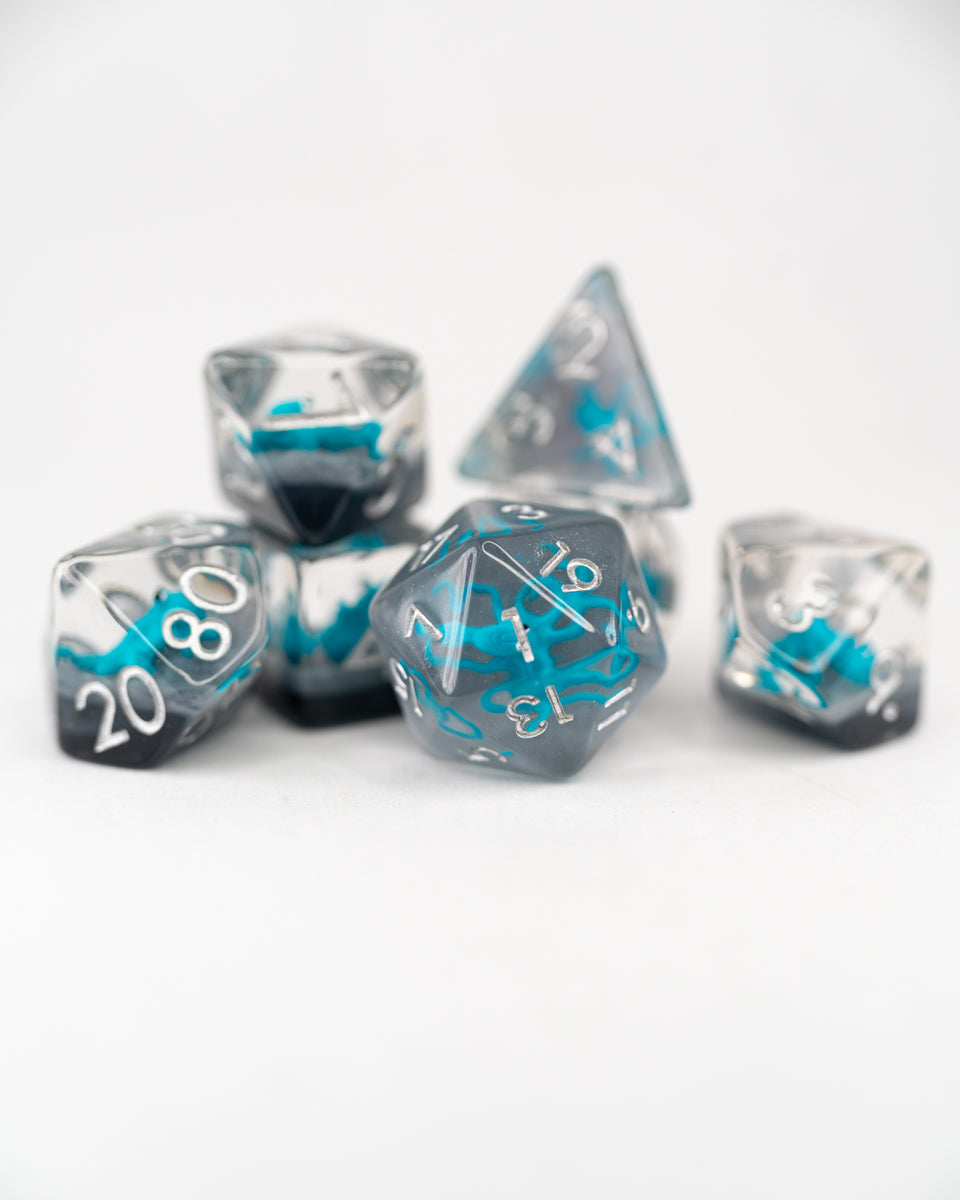 Octomopey | Octopus | 7 Piece Acrylic Inclusion Dice Set