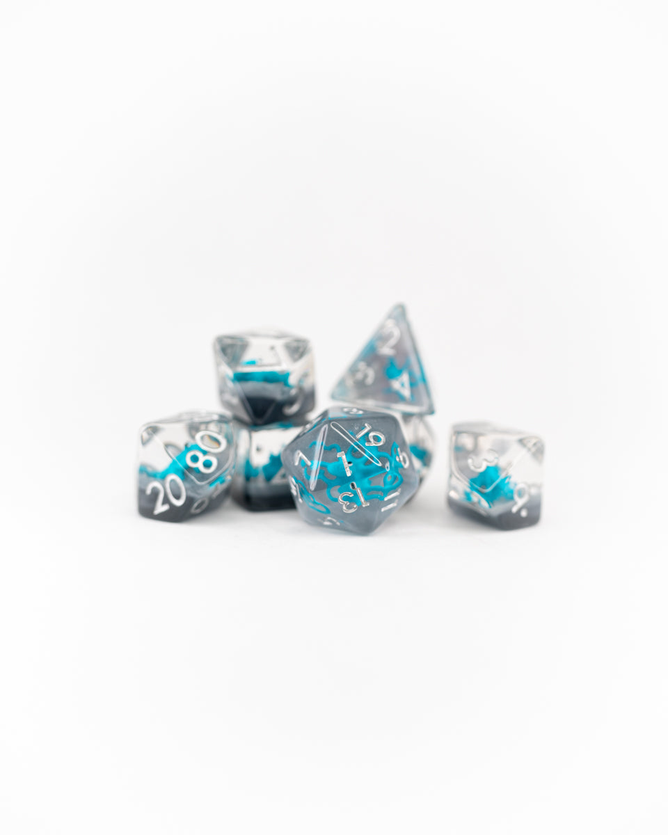 Octomopey | Octopus | 7 Piece Acrylic Inclusion Dice Set