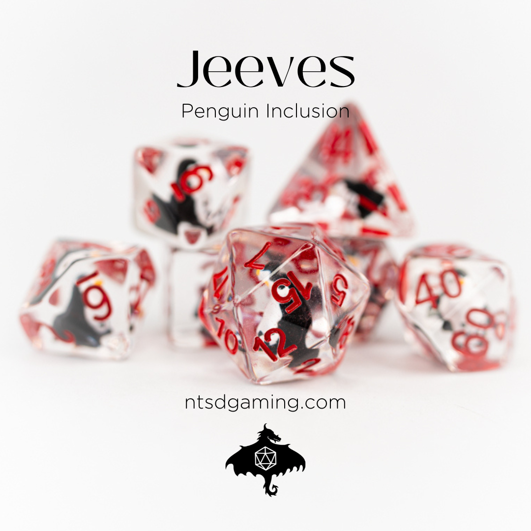 Jeeves | Penguin | 7 Piece Acrylic Inclusion Dice Set