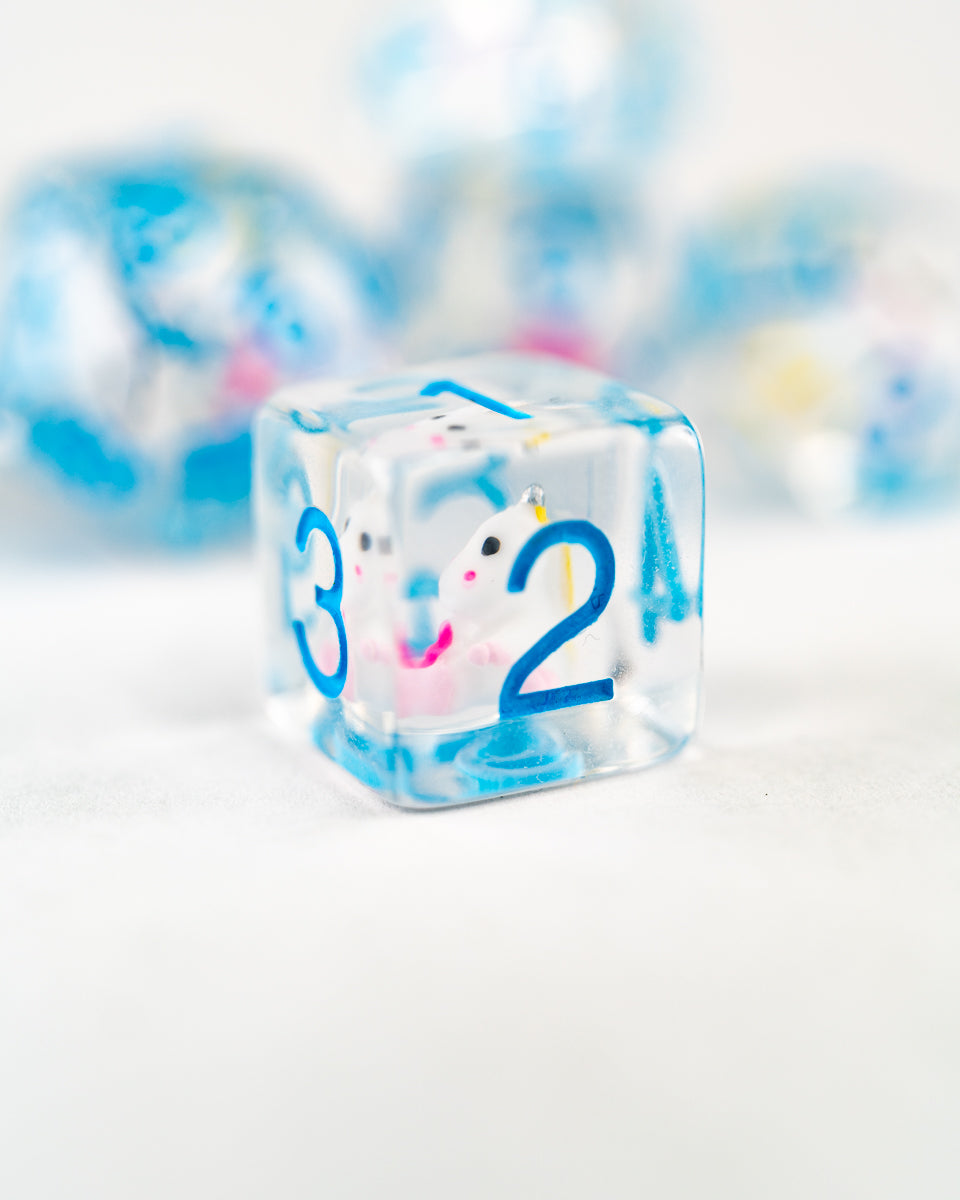 Mr Toots | Unicorn | 7 Piece Acrylic Inclusion Dice Set