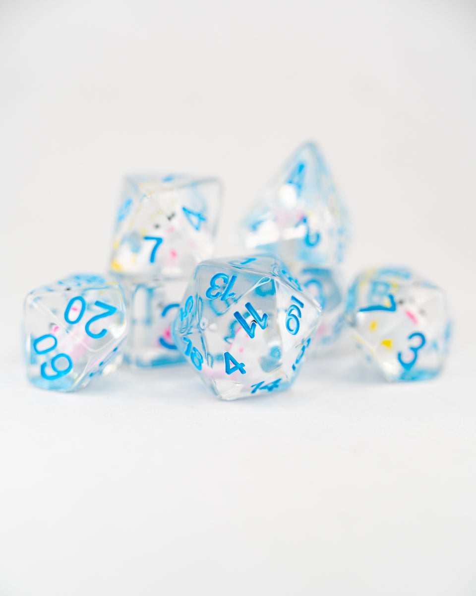 Mr Toots | Unicorn | 7 Piece Acrylic Inclusion Dice Set