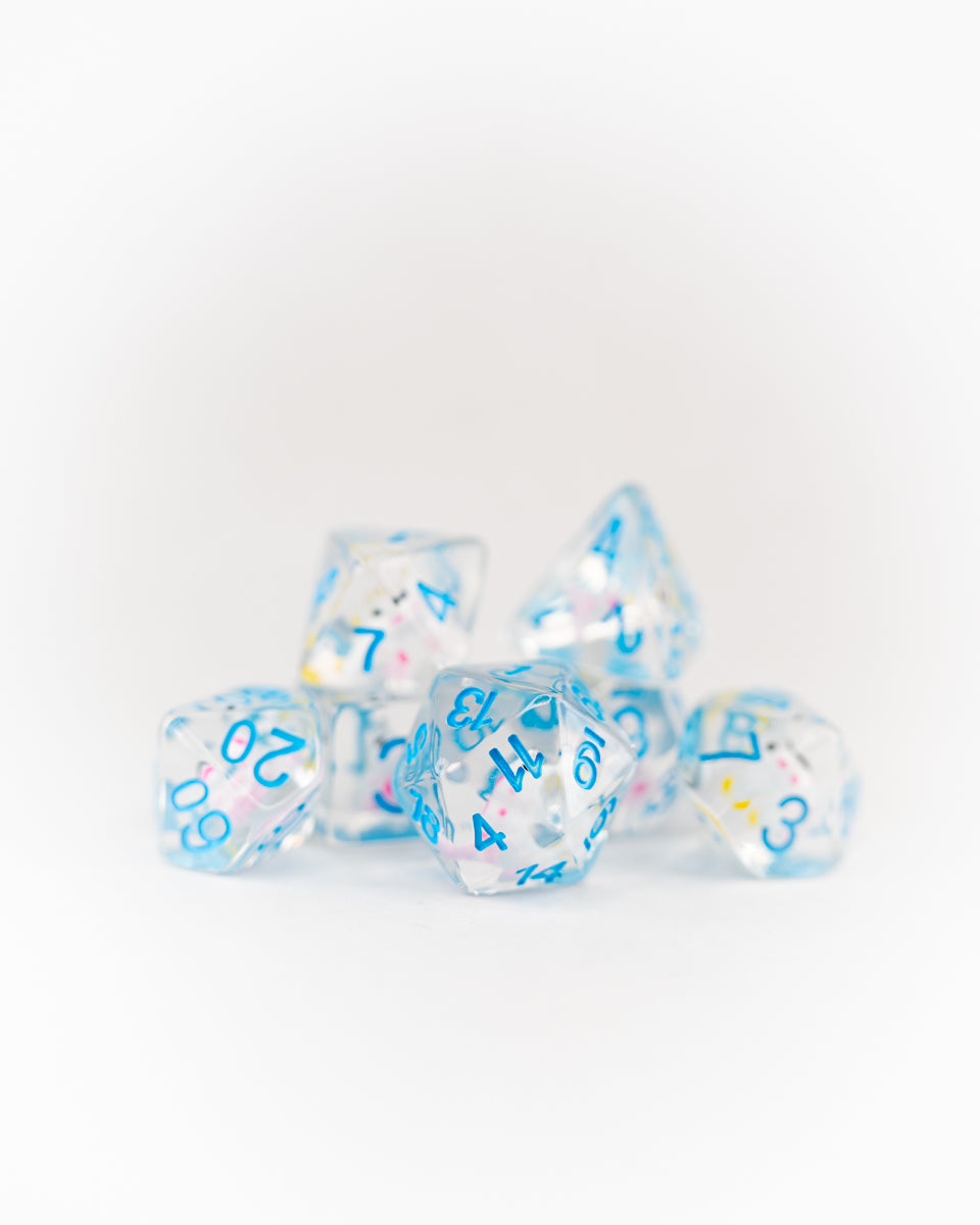 Mr Toots | Unicorn | 7 Piece Acrylic Inclusion Dice Set