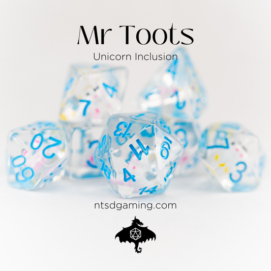Mr Toots | Unicorn | 7 Piece Acrylic Inclusion Dice Set