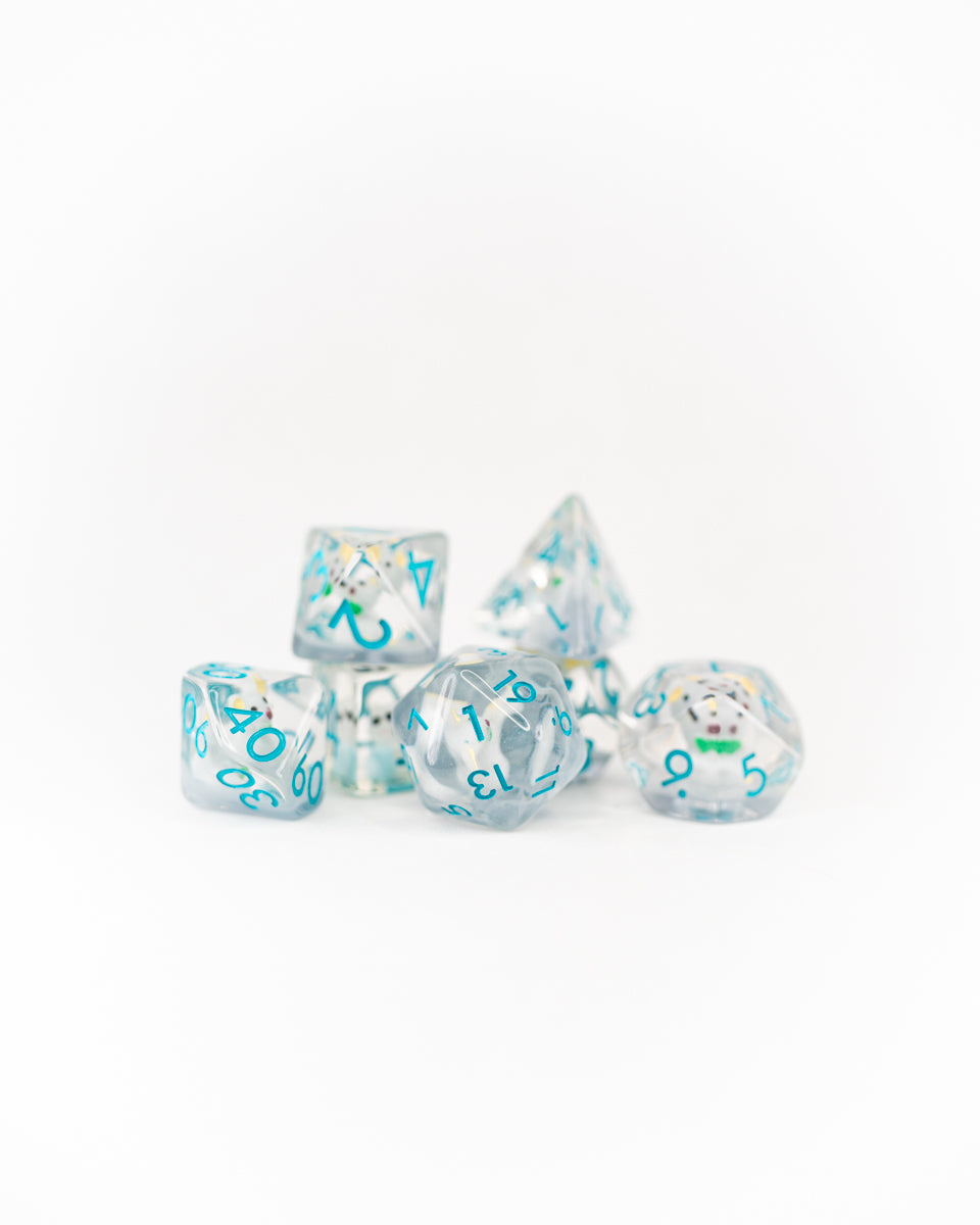 Bungleston | Bear | 7 Piece Acrylic Inclusion Dice Set