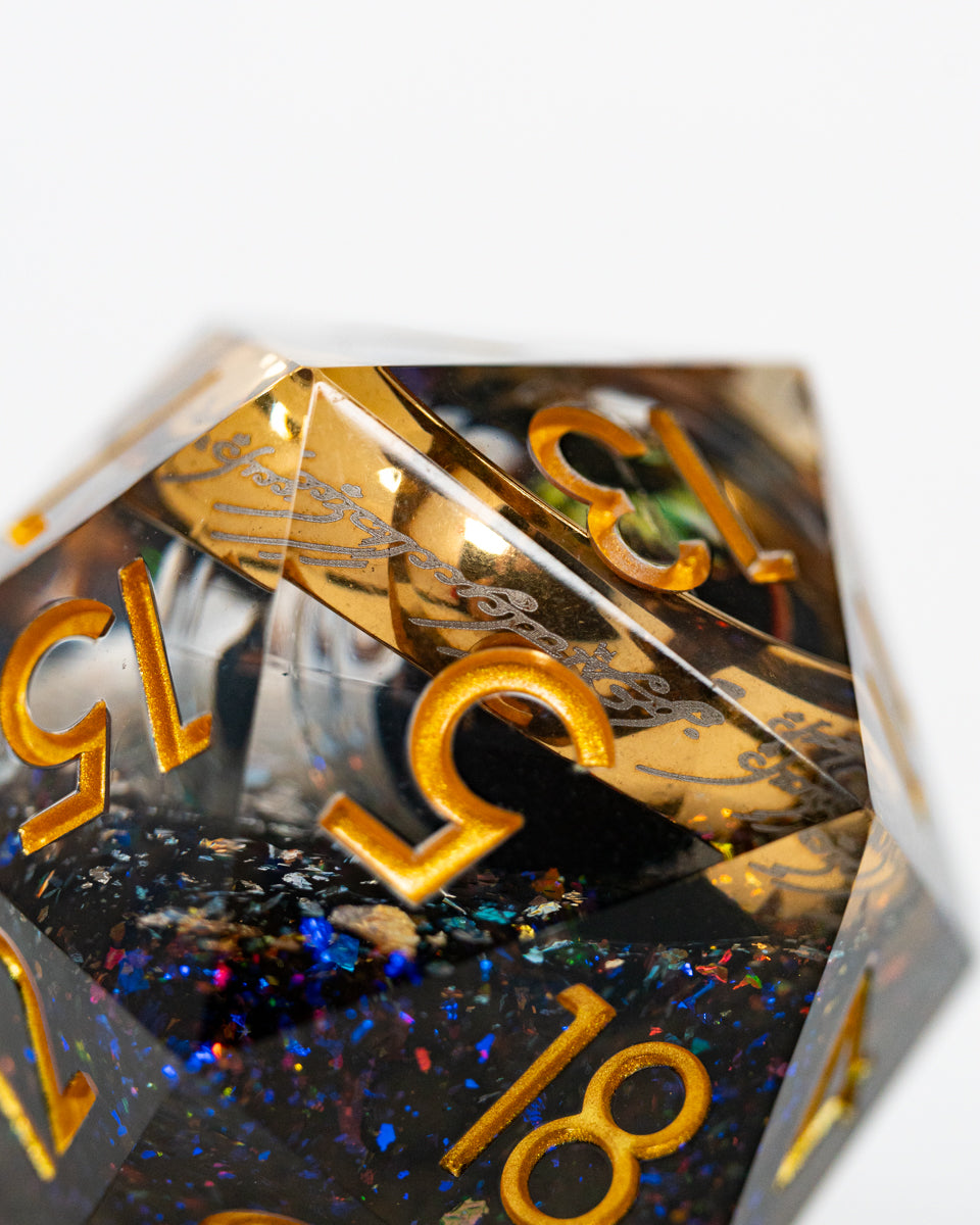 One Ring To Rule Them All | Gold Ring Inclusion | 33MM Sharp Edge D20