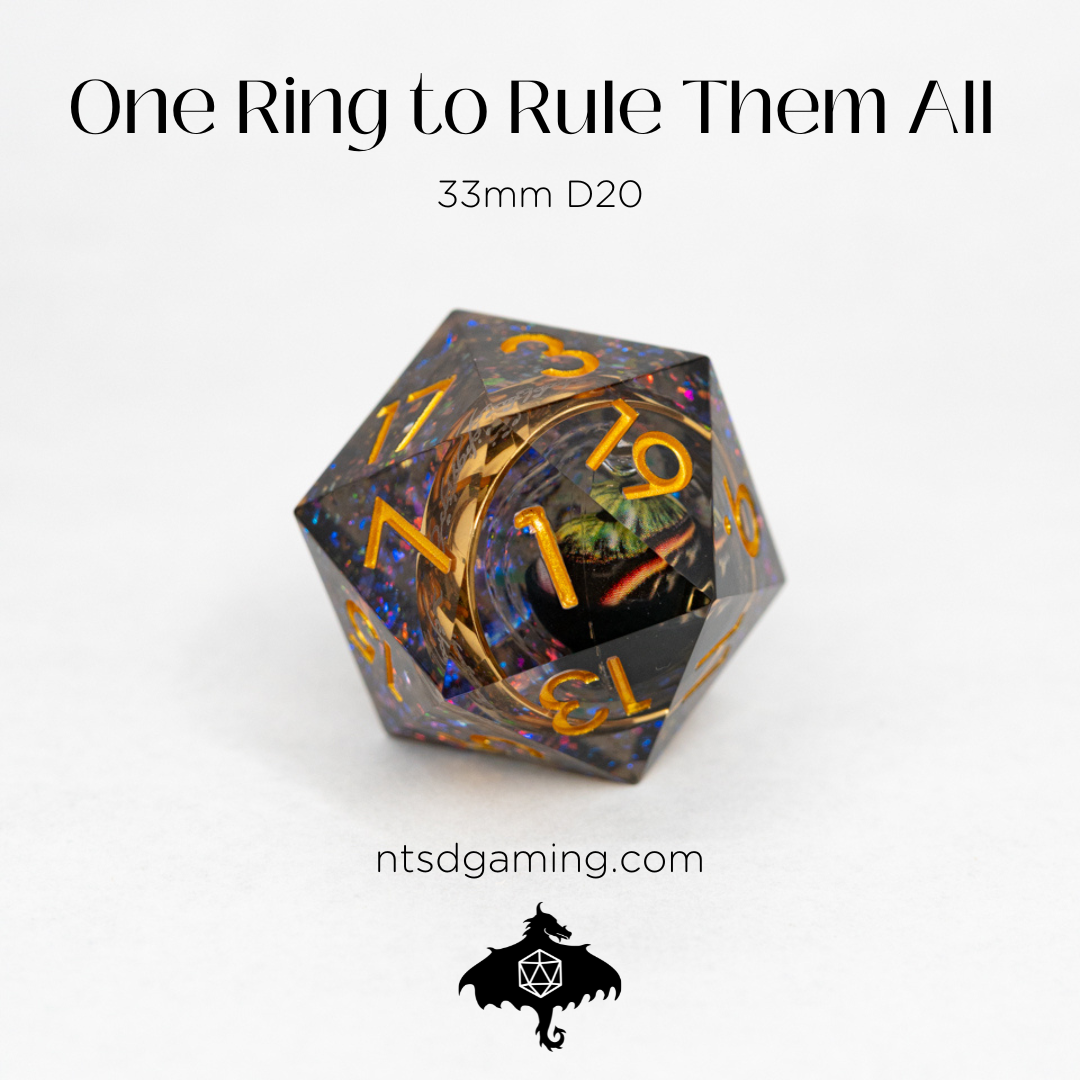 One Ring To Rule Them All | Gold Ring Inclusion | 33MM Sharp Edge D20