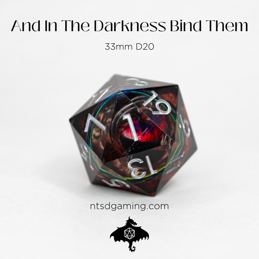 And In The Darkness Bind Them | Ring Inclusion with Watching Eye | 33MM Sharp Edge D20