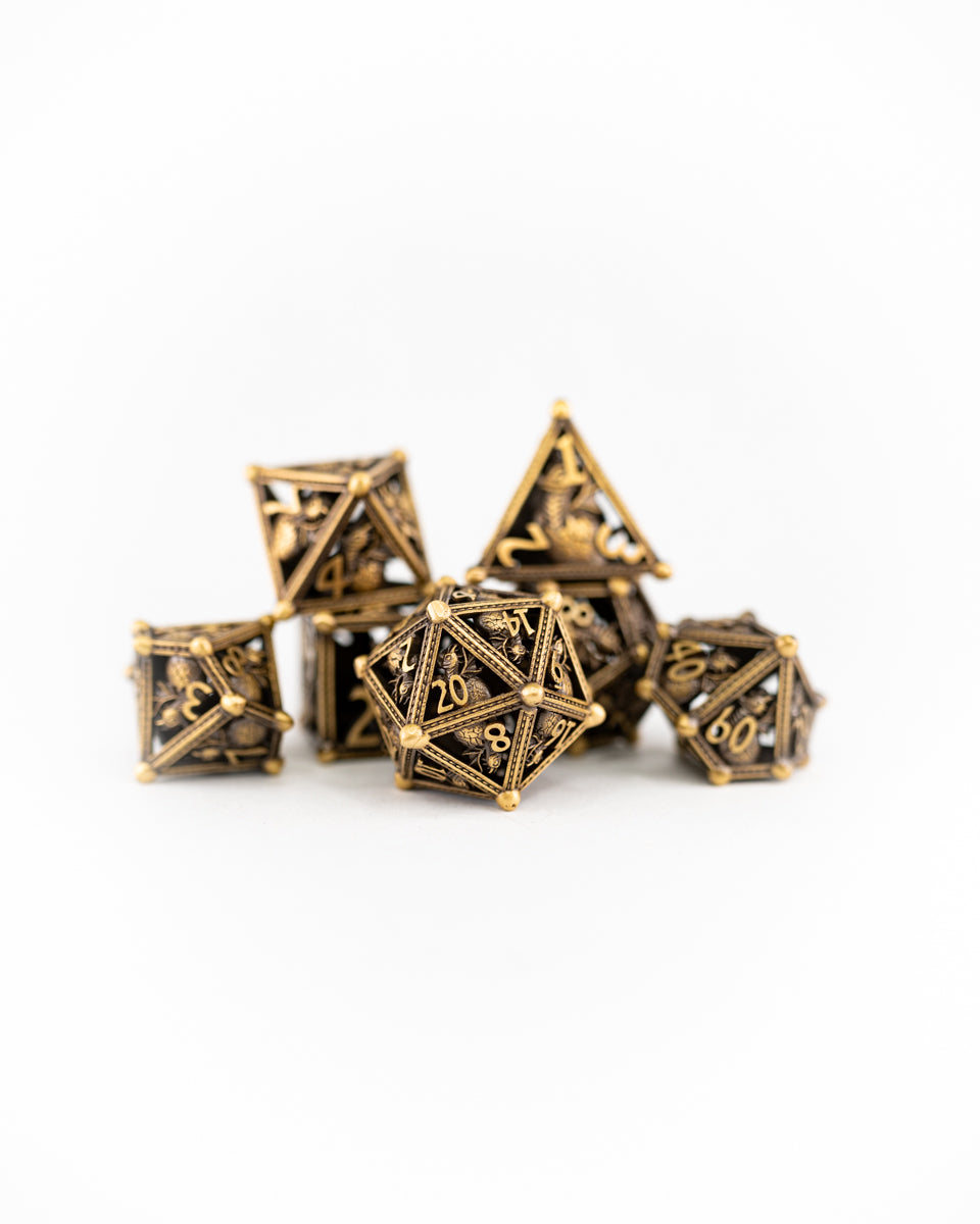 Lullaby | Hollow | 7 Piece Metal Dice Set