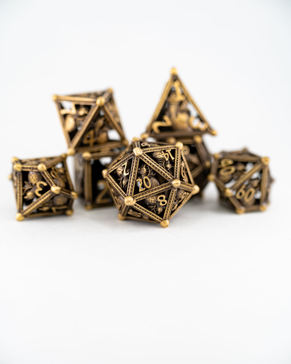 Lullaby | Hollow | 7 Piece Metal Dice Set