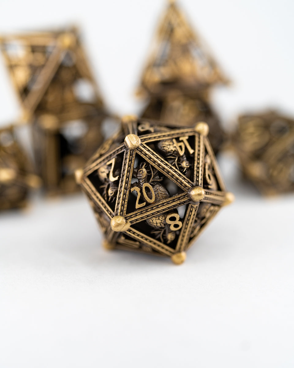 Lullaby | Hollow | 7 Piece Metal Dice Set