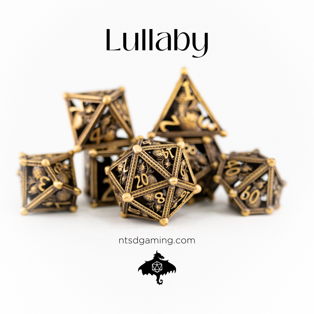 Lullaby | Hollow | 7 Piece Metal Dice Set