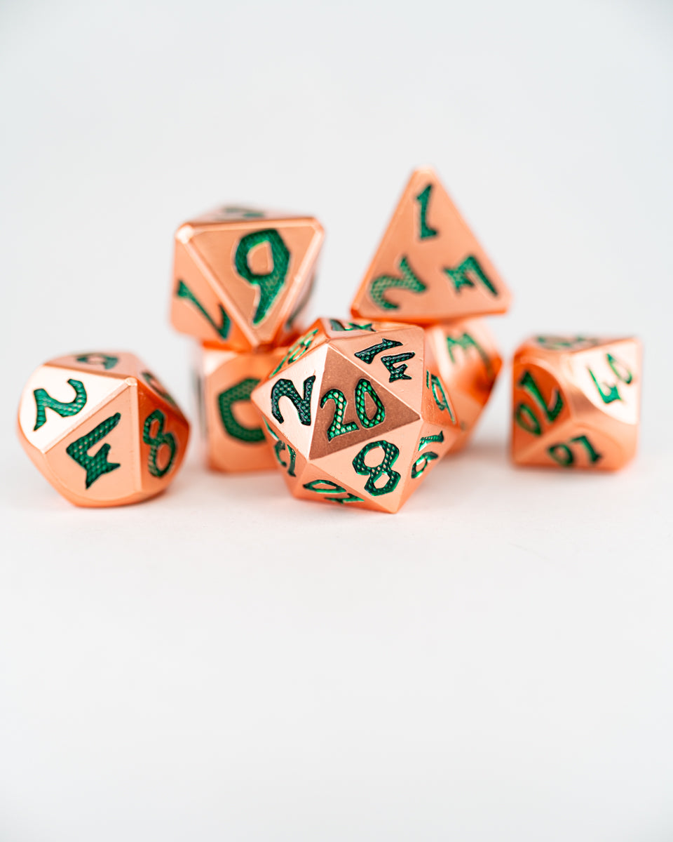 Ankh | Large Font | 7 Piece Metal Dice Set