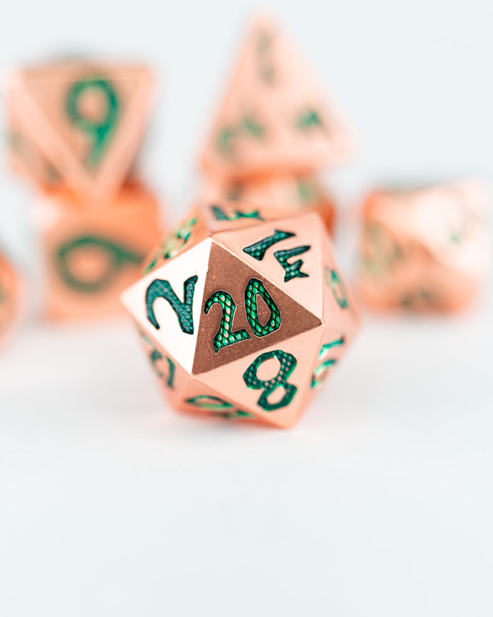 Ankh | Large Font | 7 Piece Metal Dice Set