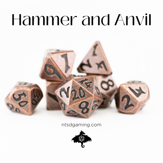 Hammer and Anvil | Large Font | 7 Piece Metal Dice Set