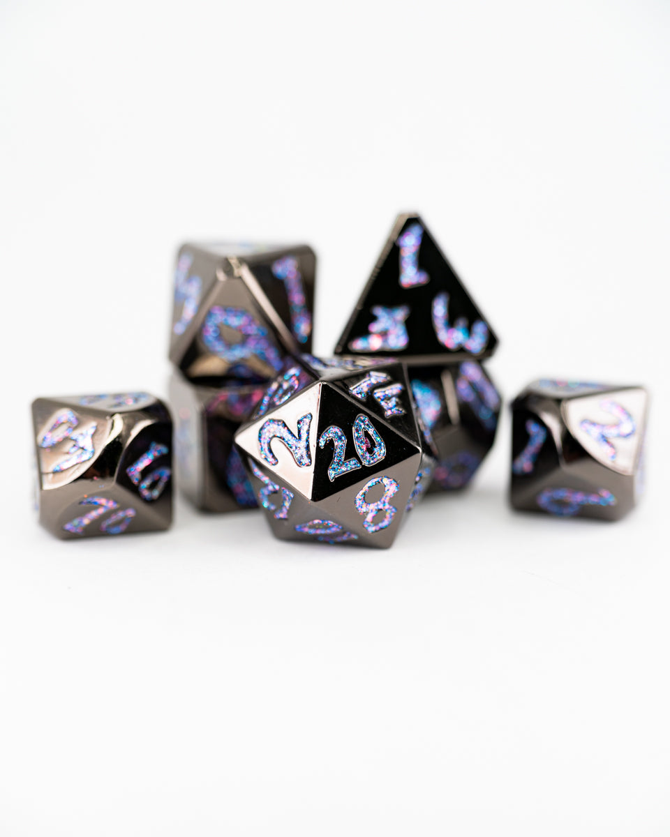 Mote of Possibility | Large Font | 7 Piece Metal Dice Set