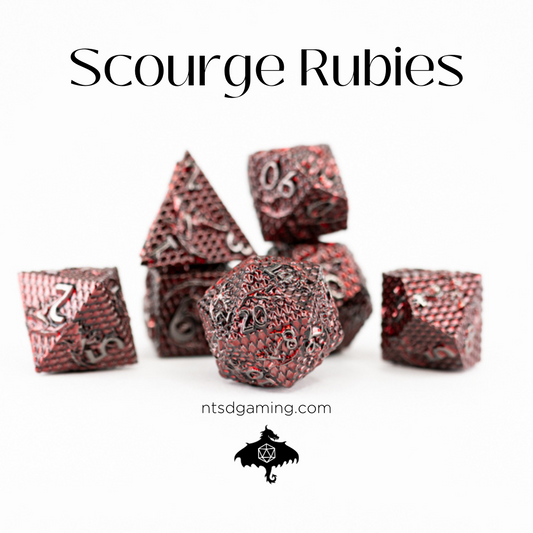 Scourge Rubies | 7 Piece Metal Dice Set