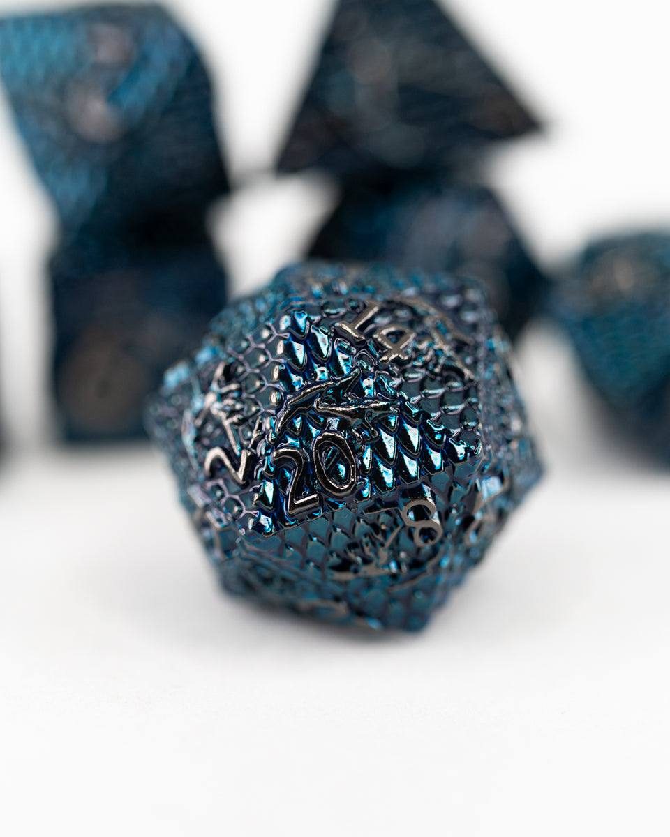 Blighted Sapphires | 7 Piece Metal Dice Set