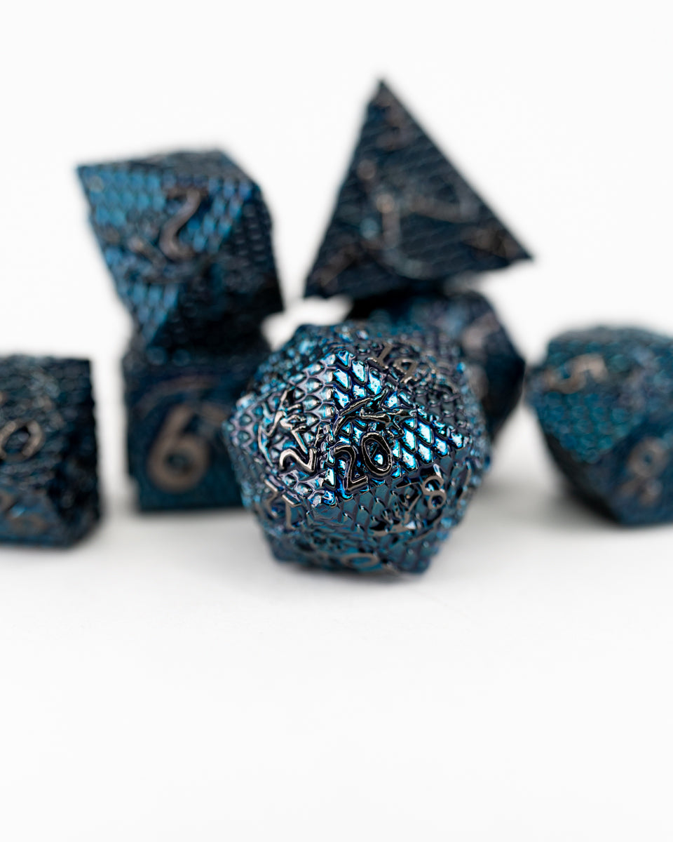 Blighted Sapphires | 7 Piece Metal Dice Set