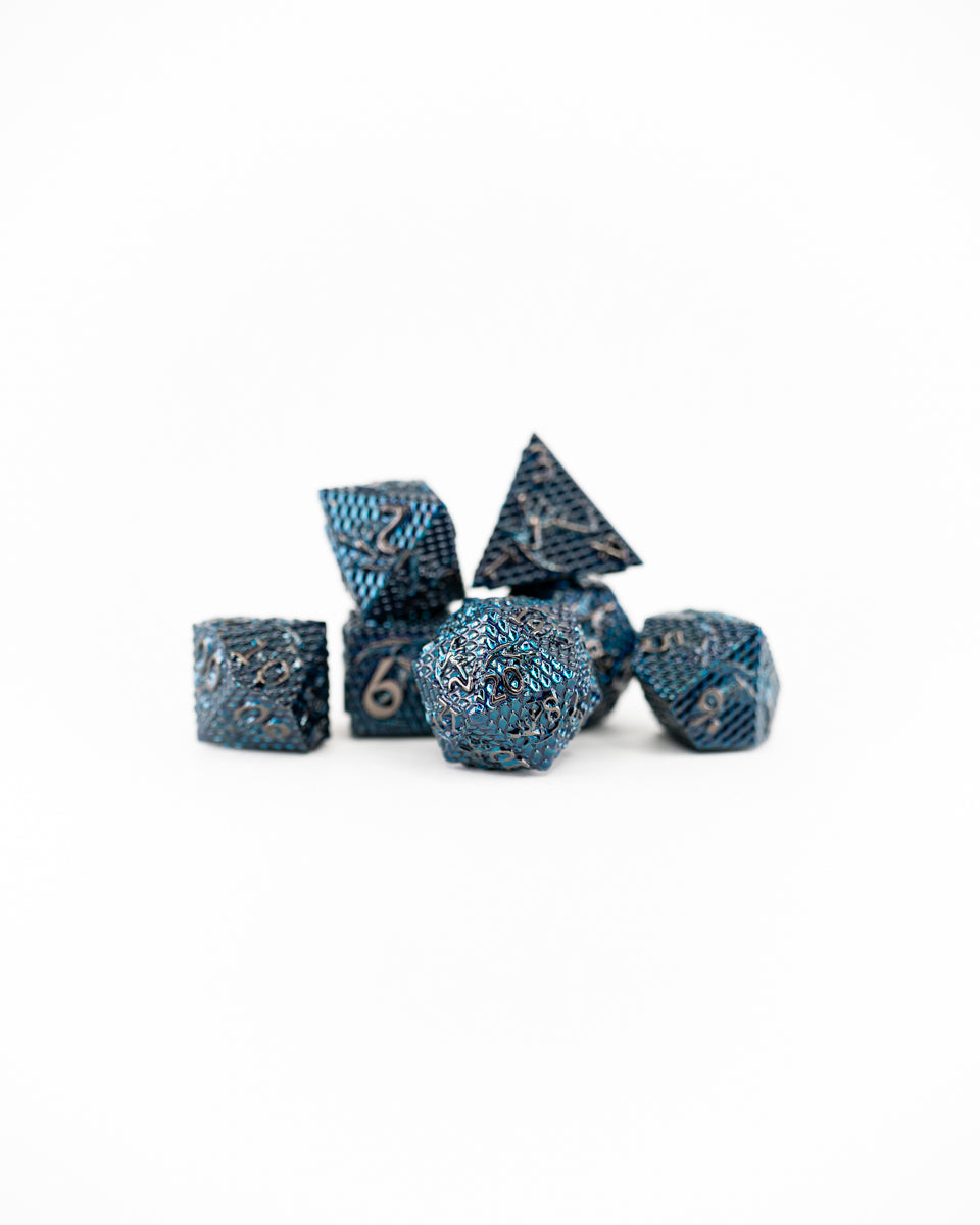 Blighted Sapphires | 7 Piece Metal Dice Set