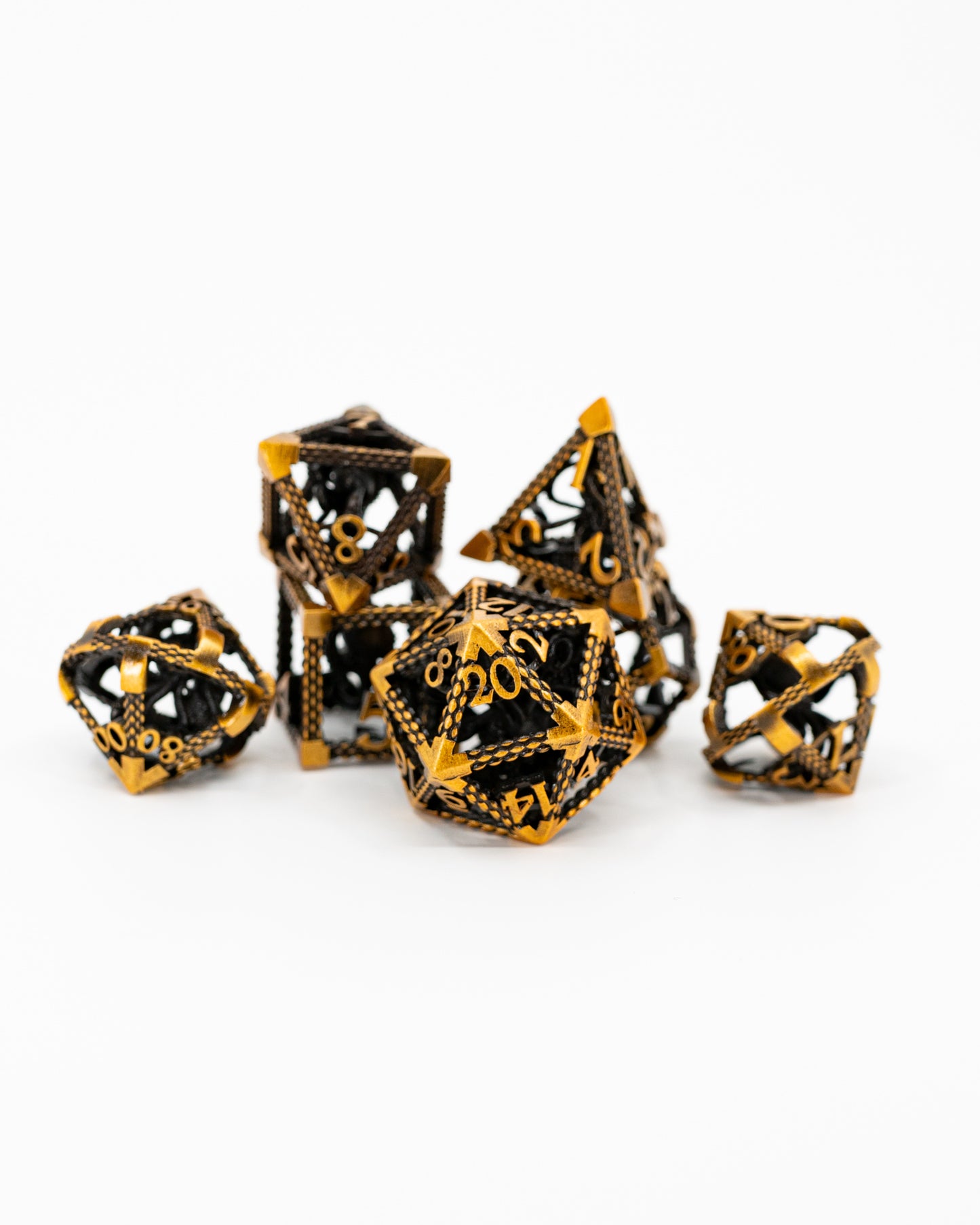 Manacled Madness | Hollow Octopus Core | 7 Piece Metal Dice Set