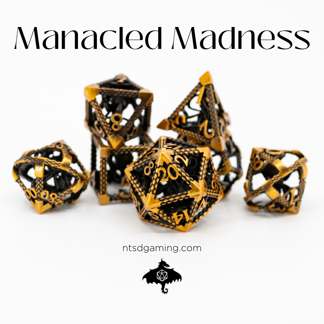 Manacled Madness | Hollow Octopus Core | 7 Piece Metal Dice Set