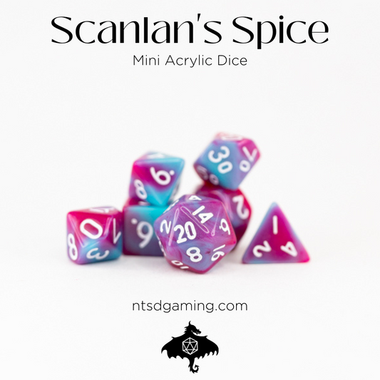 Scanlan's Spice | 7 Piece Mini Acrylic Polyhedral Dice Set