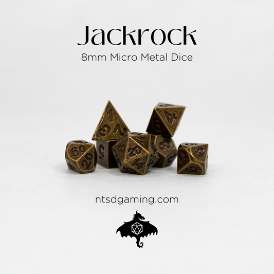Jackrock | Brass | 7 Piece Micro Mini Metal Dice Set