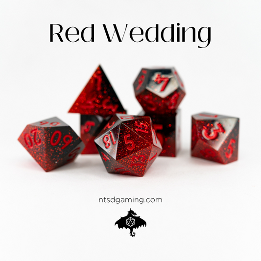 Red Wedding | 7 Piece Sharp Edge Resin Dice Set