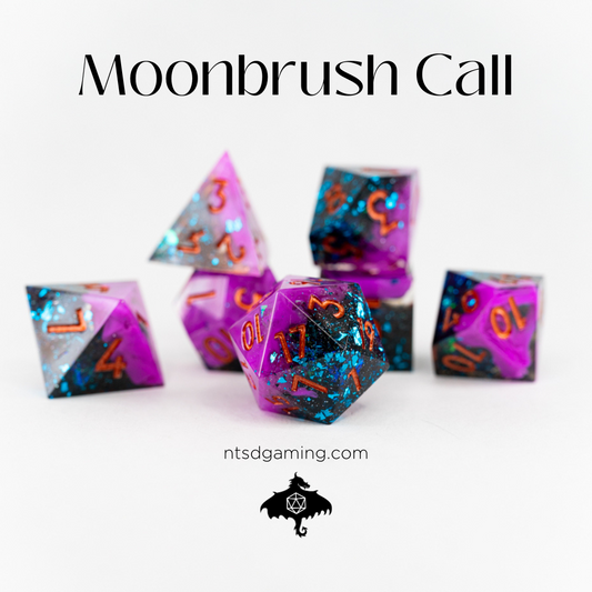 Moonbrush Call | 7 Piece Sharp Edge Resin Dice Set