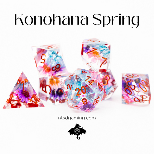 Konohana Spring | 7 Piece Sharp Edge Resin Dice Set