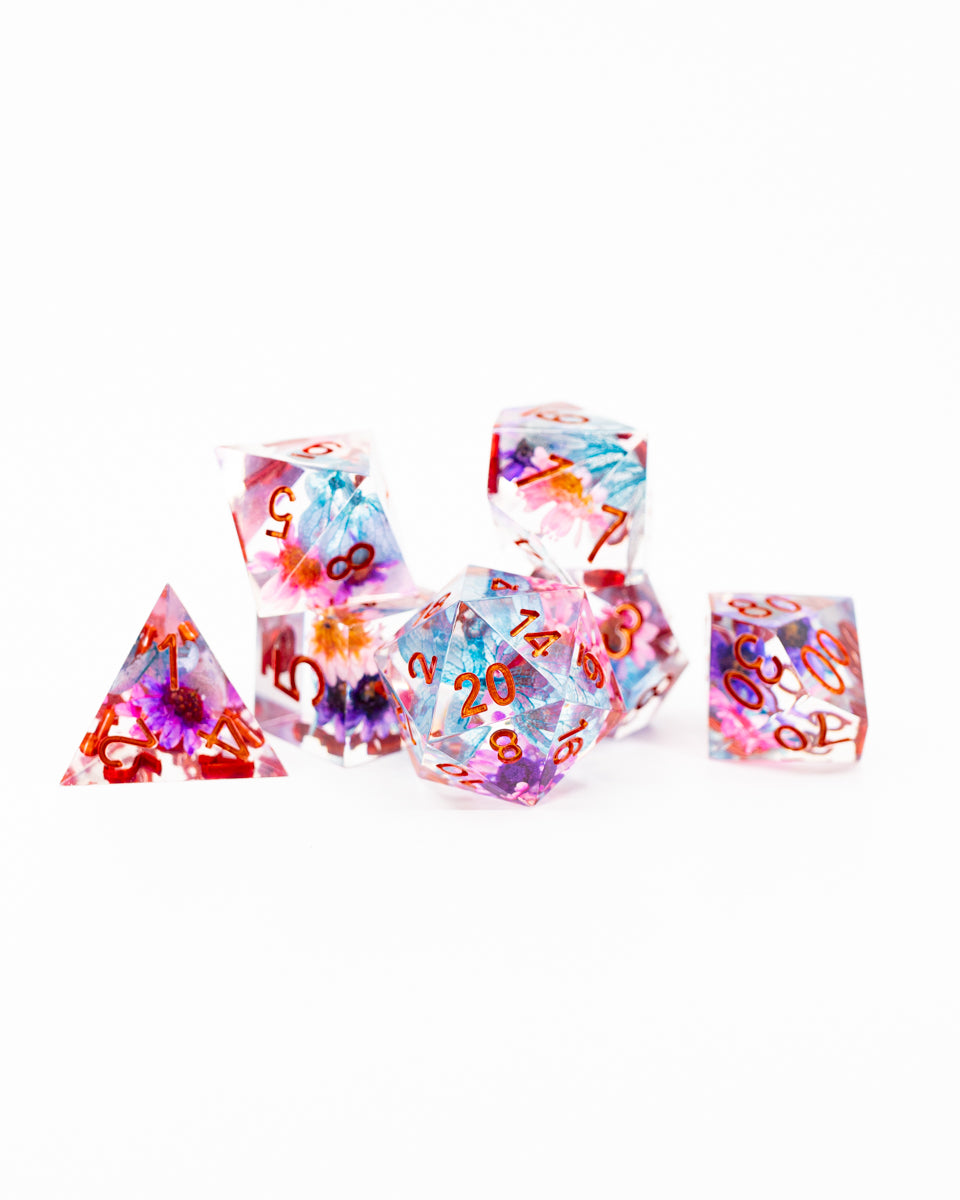 Konohana Spring | 7 Piece Sharp Edge Resin Dice Set