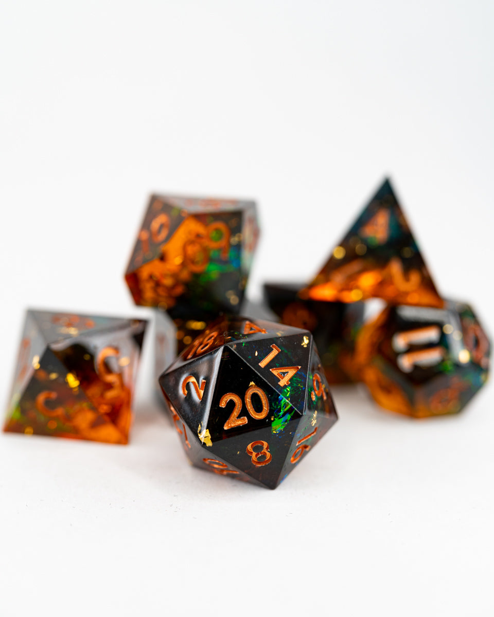 Arcane Crucible | 7 Piece Sharp Edge Resin Dice Set