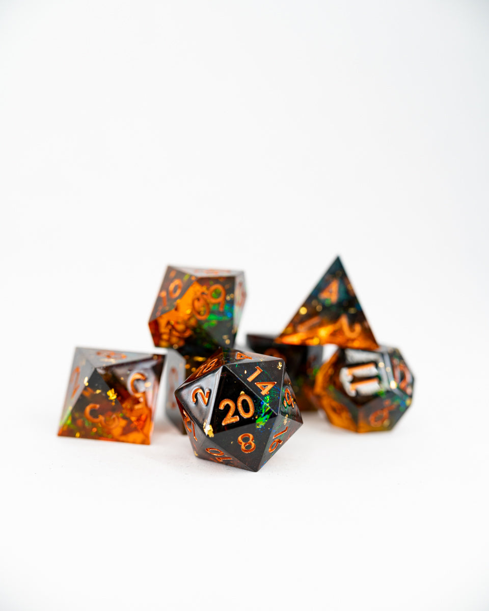 Arcane Crucible | 7 Piece Sharp Edge Resin Dice Set