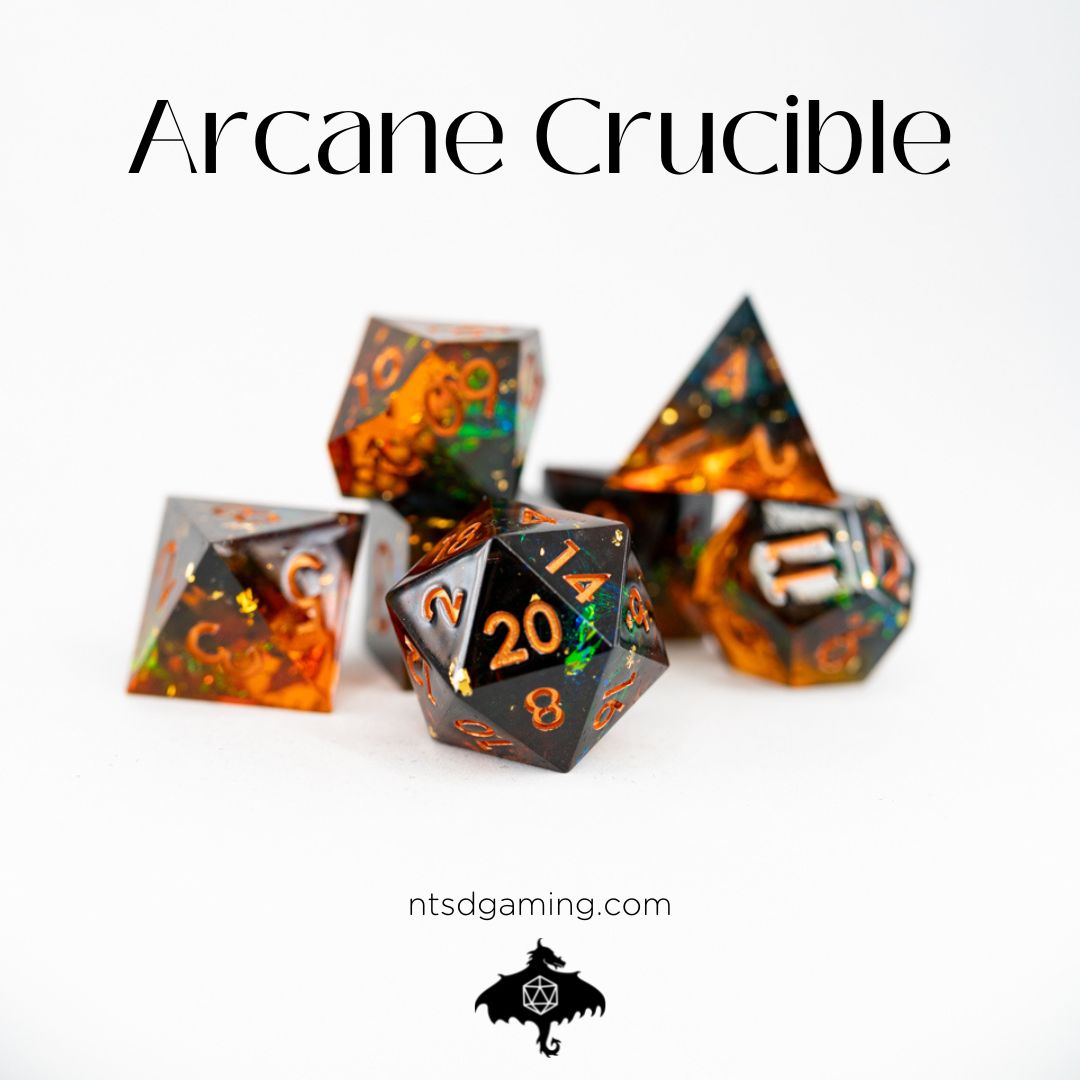 Arcane Crucible | 7 Piece Sharp Edge Resin Dice Set