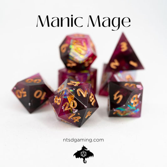 Manic Mage | 7 Piece Sharp Edge Resin Dice Set