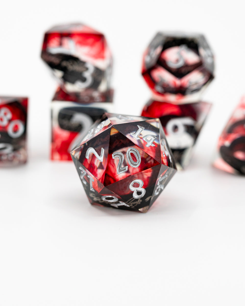 Seven for Dwarf Lords | Ring Inclusion | 7 Piece Sharp Edge Resin Dice Set