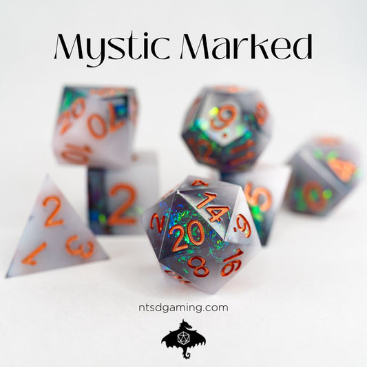 Mystic Marked | 7 Piece Sharp Edge Resin Dice Set