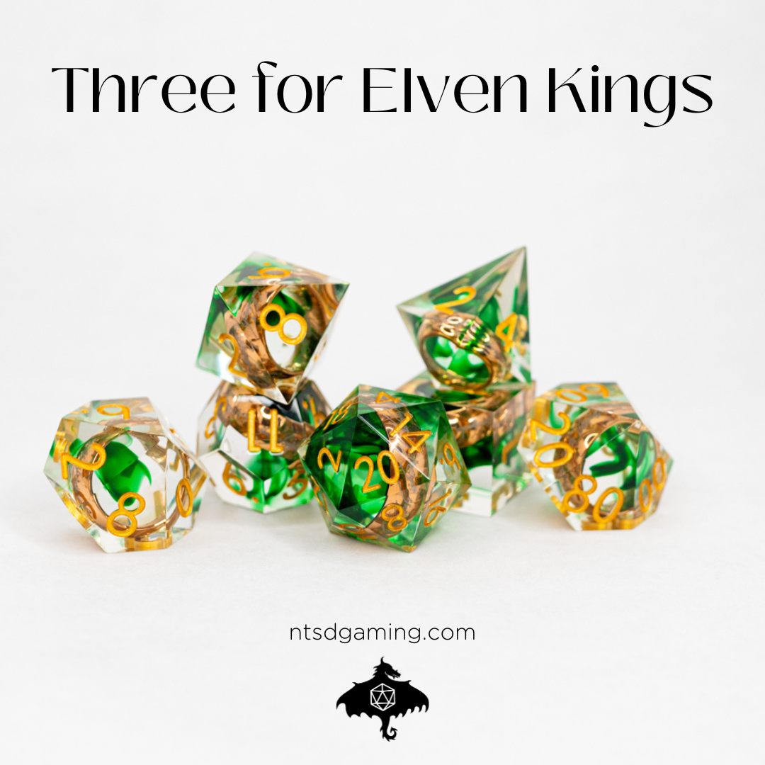 Three for Elven Kings | Ring Inclusion | 7 Piece Sharp Edge Resin Dice ...