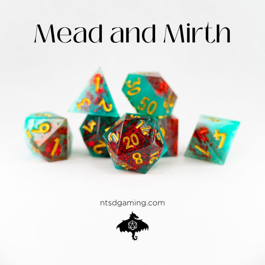 Mead and Mirth | 7 Piece Sharp Edge Resin Dice Set