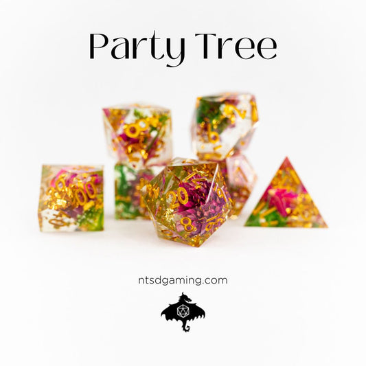Party Tree | 7 Piece Sharp Edge Resin Dice Set