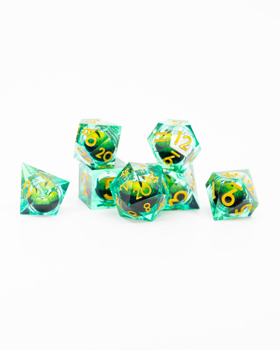 Lochness | Floating Eye Inclusion | 7 Piece Sharp Edge Resin Dice Set